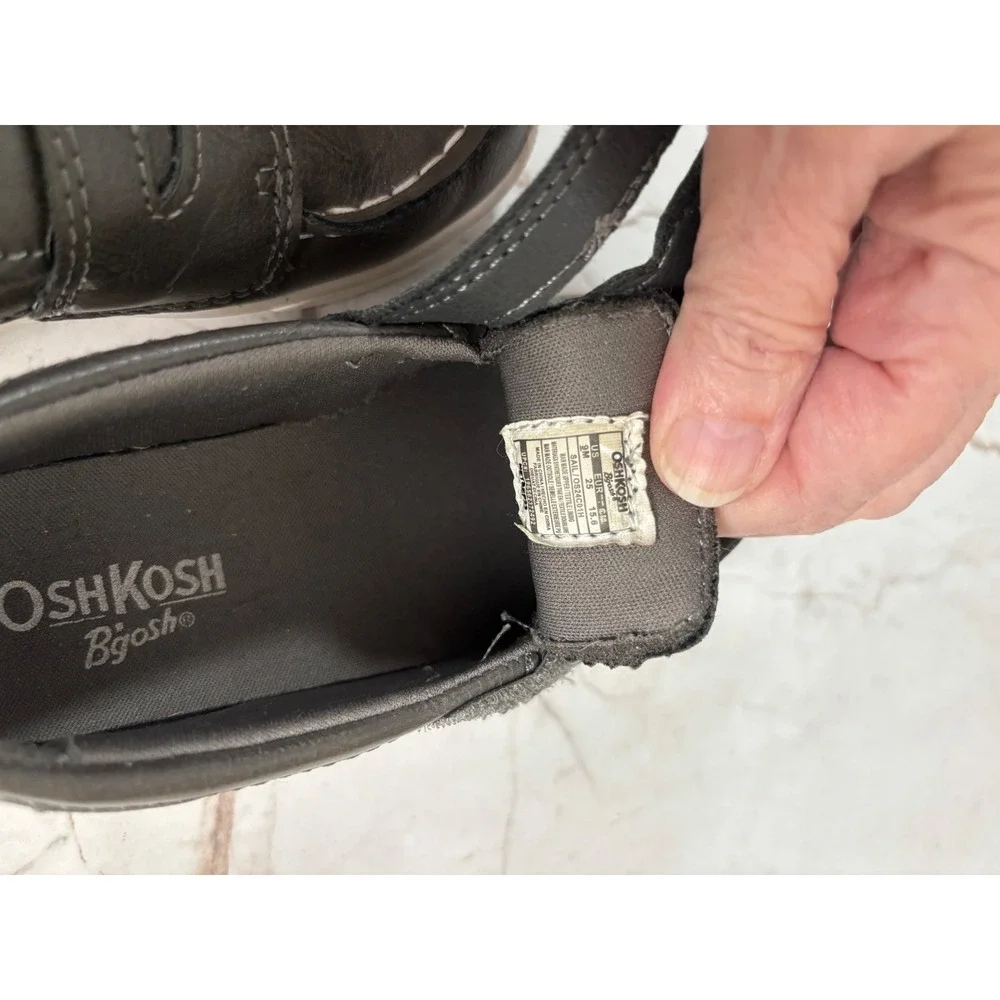 OshKosh Bgosh Toddler Boys Loafers Grey Moc Toe Slip On Shoes 9M SAIL/OS24C01H